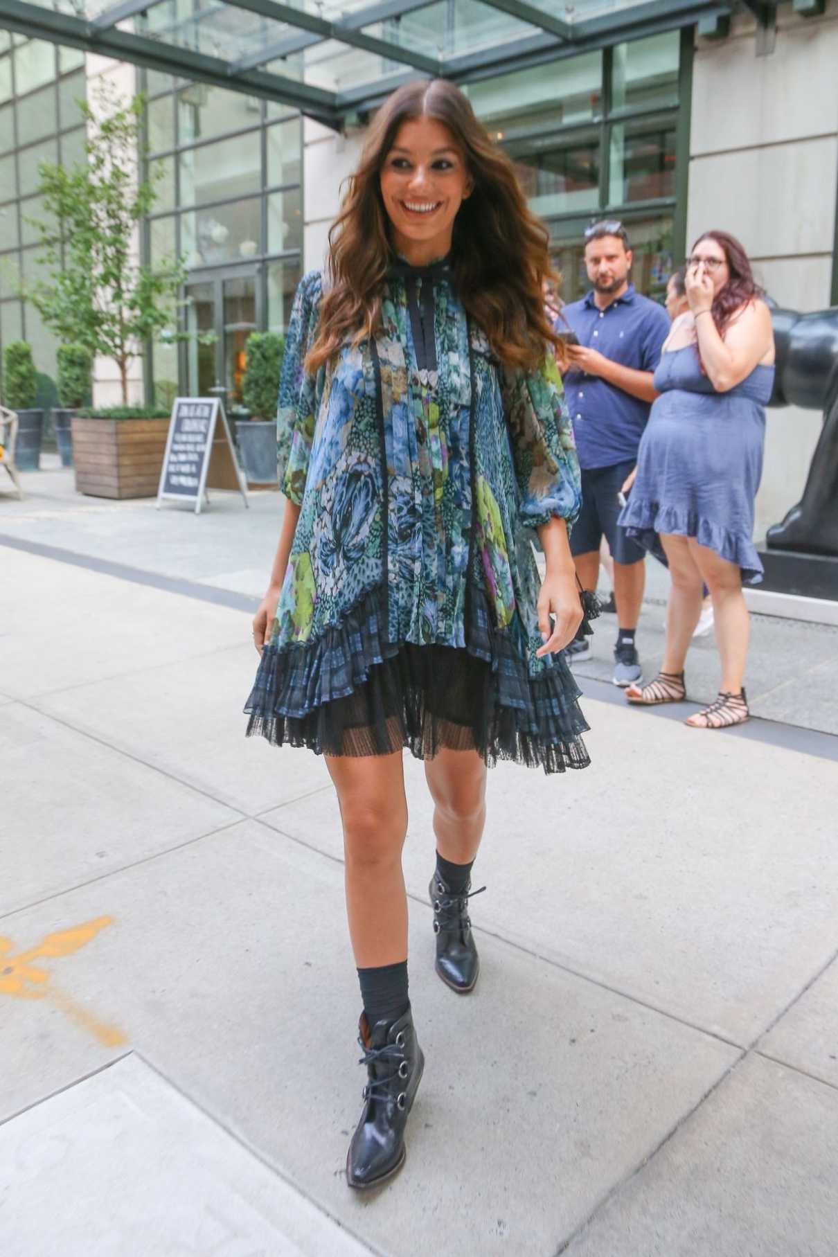 Camila Morrone in a Short Floral Dress