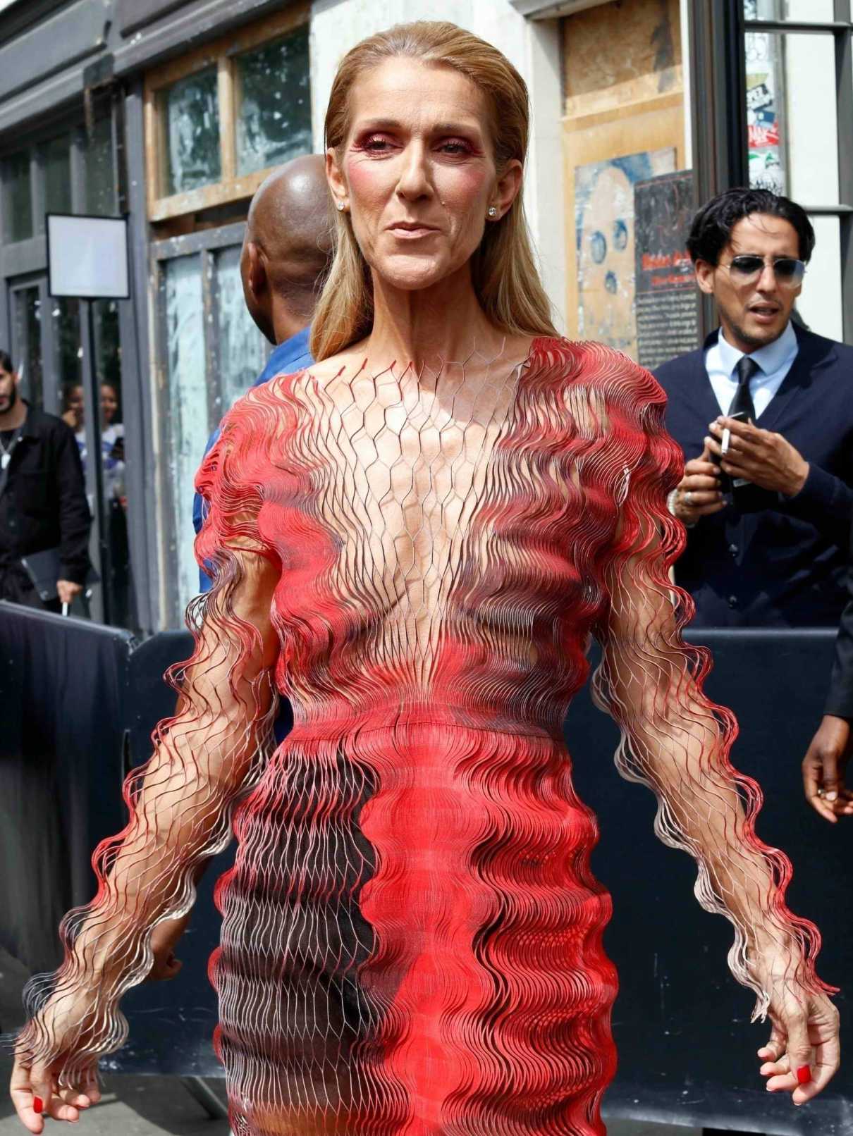 Celine Dion in a Crinkle Mesh Dress Was Seen Out in Paris 07/01/2019 ...