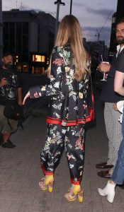 Diana Vickers in a Black Floral Suit