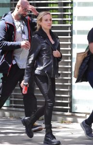 Diane Kruger in a Black Leather Jacket