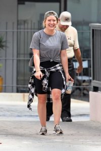 Hilary Duff in a Gray Tee