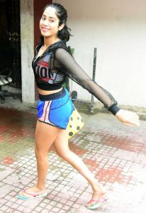 Janhvi Kapoor in a Blue Shorts