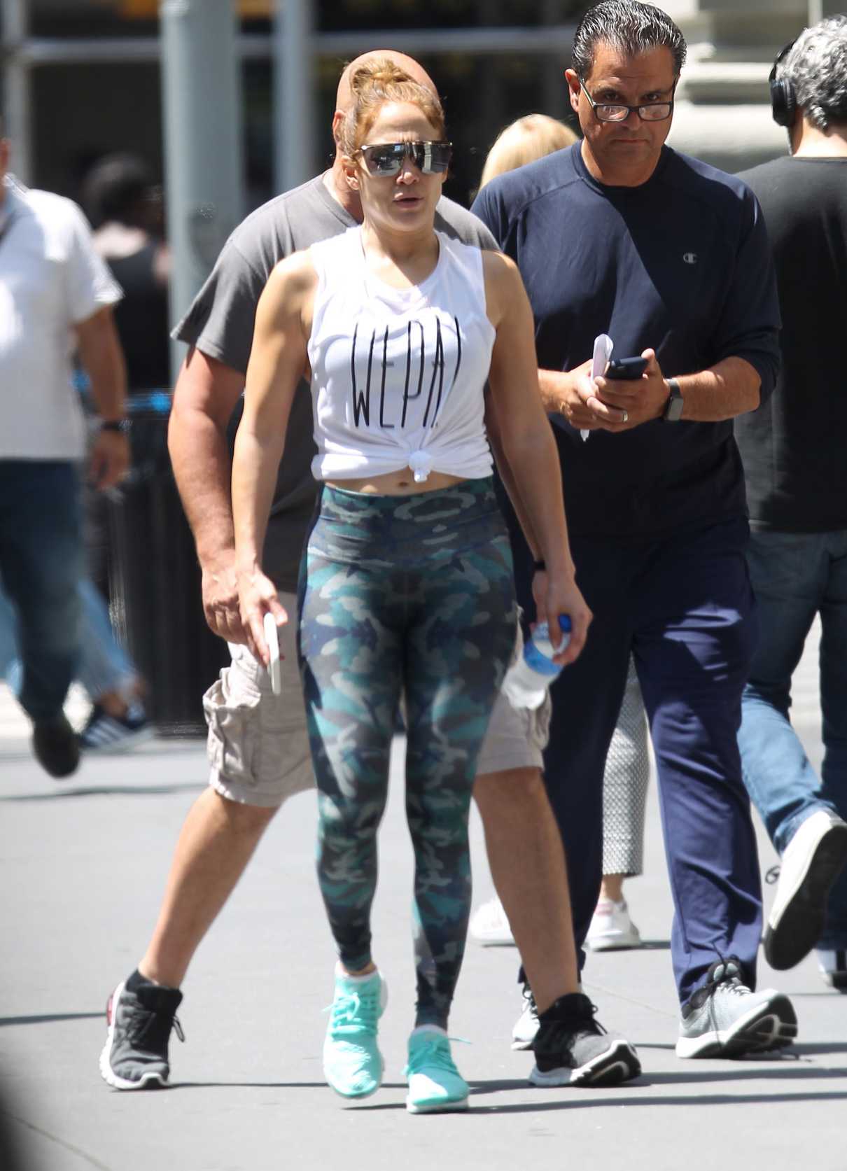 Jennifer Lopez in a Camo Leggings Leaves a Workout Session in NY 07/19 ...