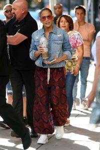 Jennifer Lopez in a Red Pants Was Spotted on Her Way to Madison Square Garden in New York 07/13/2019
