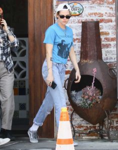 Kristen Stewart in a Blue Tee