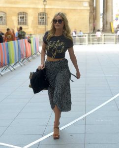 Laura Whitmore in a Black Floral Skirt
