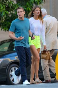 Lorena Rae in a Neon Green Shorts