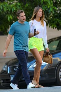 Lorena Rae in a Neon Green Shorts