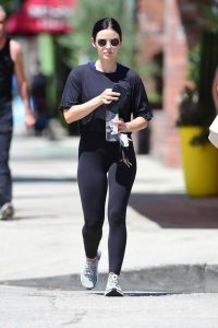 Lucy Hale in a Black Tee