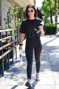 Lucy Hale in a Black Tee