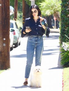 Lucy Hale in a Blue Blouse