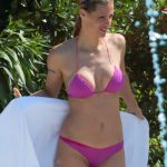 Michelle Hunziker in a Pink Bikini in Milano Marittima 07/04/2019