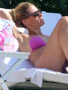 Michelle Hunziker in a Pink Bikini