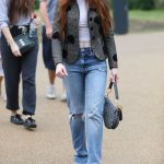Nicola Roberts in a Blue Ripped Jeans Arrives at the Peter Pan Launch in London 07/27/2019