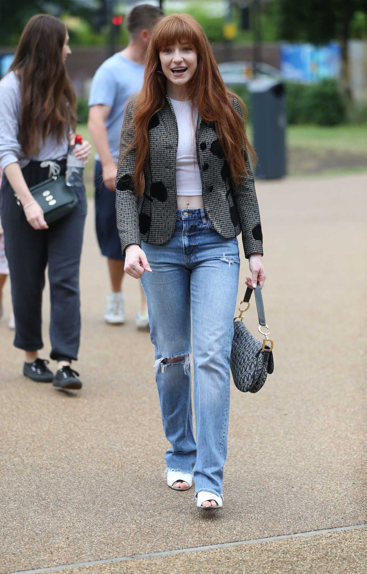Nicola Roberts in a Blue Ripped Jeans