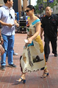 Rosa Salazar in a Colored Dress