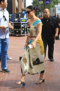 Rosa Salazar in a Colored Dress