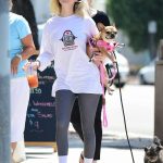 Alessandra Torresani in a White Tee Was Seen Out with Her Dog in Studio City 08/08/2019