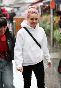 Bea Miller in a White Hoody