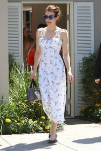 Emma Roberts in a Summery White Floral Dress