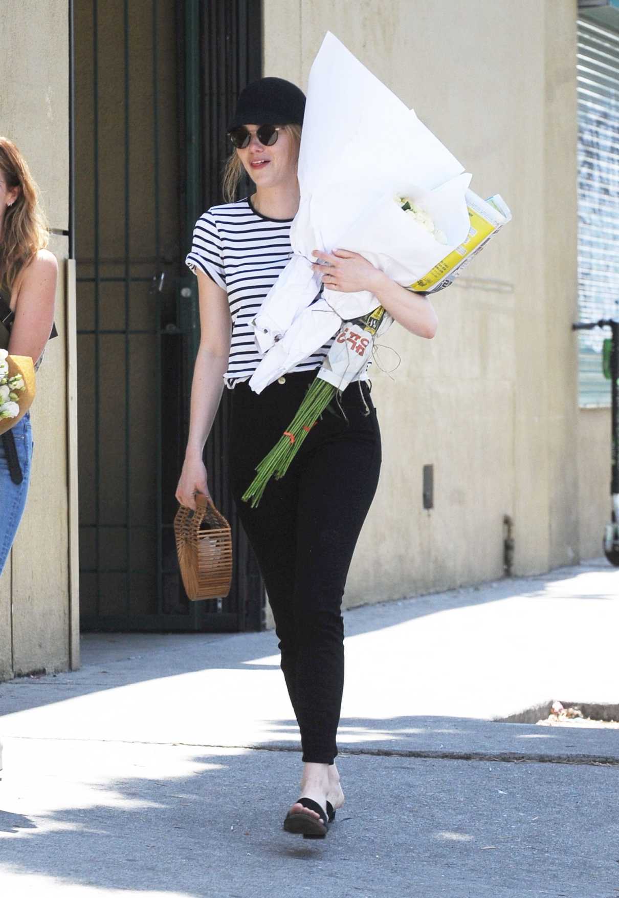 Emma Stone in a Striped Tee