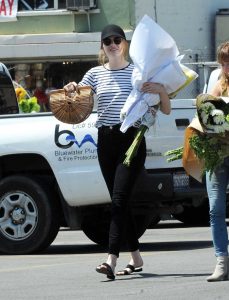 Emma Stone in a Striped Tee