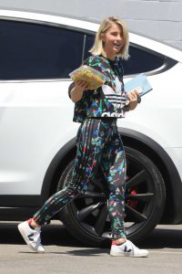 Julianne Hough in a Black Floral Adidas Workout Clothes