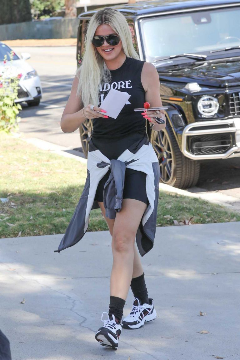 Khloe Kardashian in a Black Spandex Shorts Was Seen Out in Woodland ...