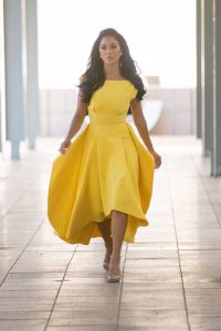 Nicole Scherzinger in a Yellow Dress