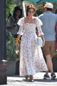 Sarah Hyland in a White Floral Dress