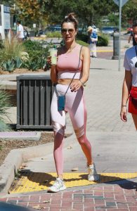 Alessandra Ambrosio in a Pink Leggings