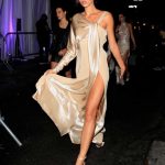 Georgia Fowler in a Beige Dress Leaves Rihanna’s 5th Annual Diamond Ball in NY 09/12/2019