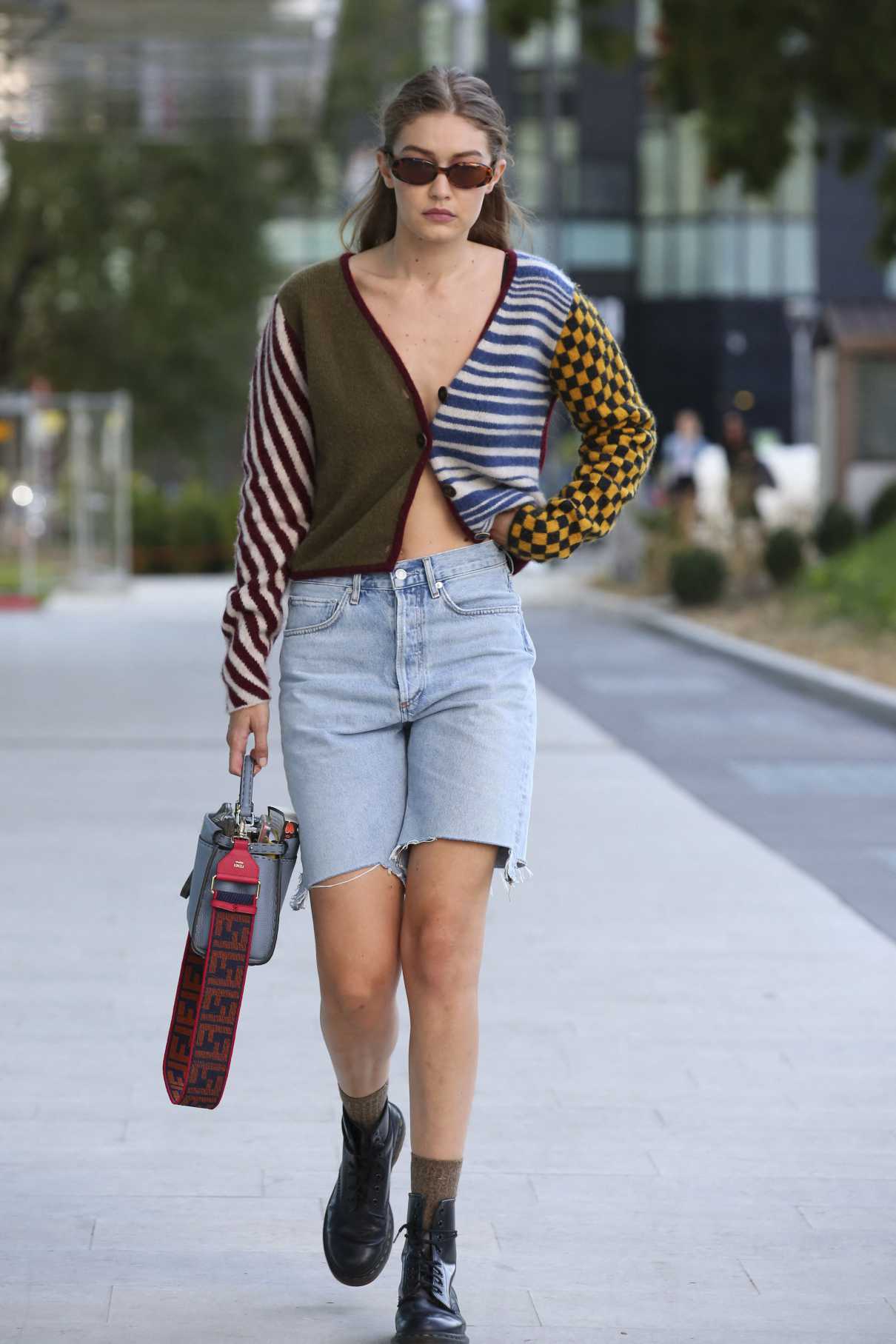Gigi Hadid in a Blue Denim Shorts Was Seen Out in Milan 09/19/2019-3 ...