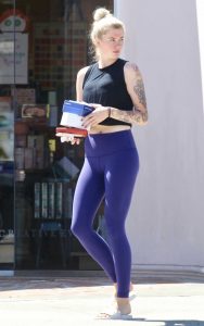 Ireland Baldwin in a Purple Leggings