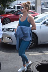 Jennifer Lopez in a Blue Sports Bra