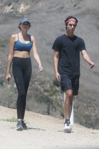 Kaia Gerber in a Blue Sports Bra