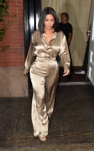 Kim Kardashian in a Gold Suit