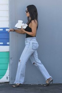 Kourtney Kardashian in a Blue Ripped Jeans