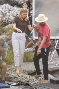 Lea Seydoux in a Brown Tee