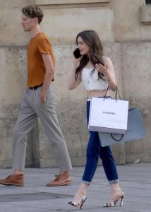 Lily Collins in a White Top