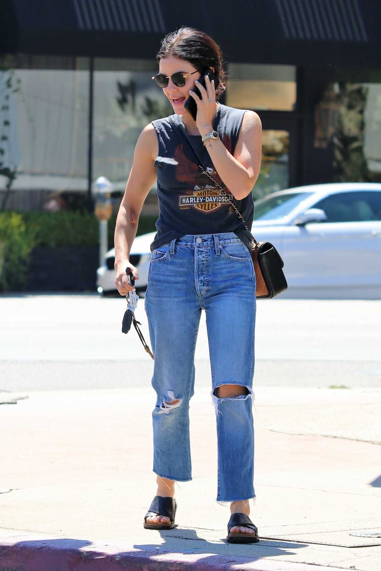 Lucy Hale in a Blue Ripped Jeans Was Seen Out in LA 08/31/2019-3