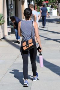 Lucy Hale in a Gray Tank Top