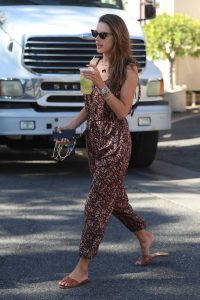 Alessandra Ambrosio in a Floral Jumpsuit
