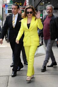 Alyssa Milano in a Yellow Suit