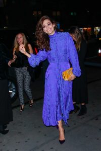 Emmy Rossum in a Purple Dress