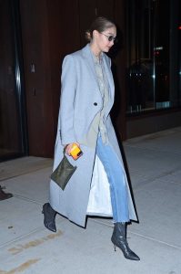 Gigi Hadid in a Gray Coat