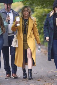 Hilary Duff in a Yellow Coat