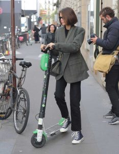 Kaia Gerber in a Gray Blazer