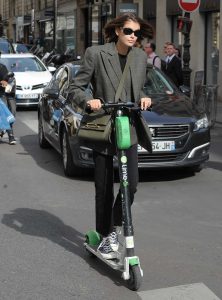 Kaia Gerber in a Gray Blazer