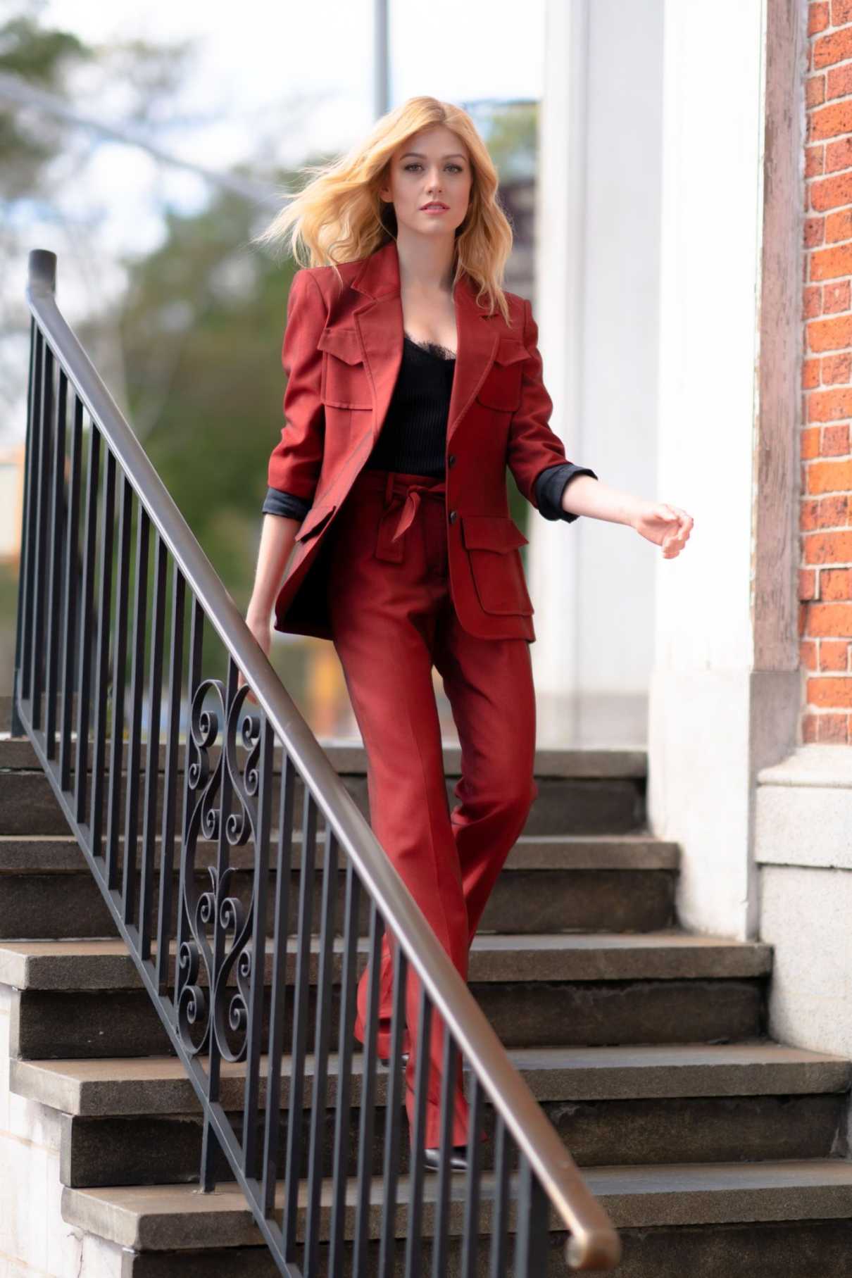 Katherine McNamara in a Red Suit